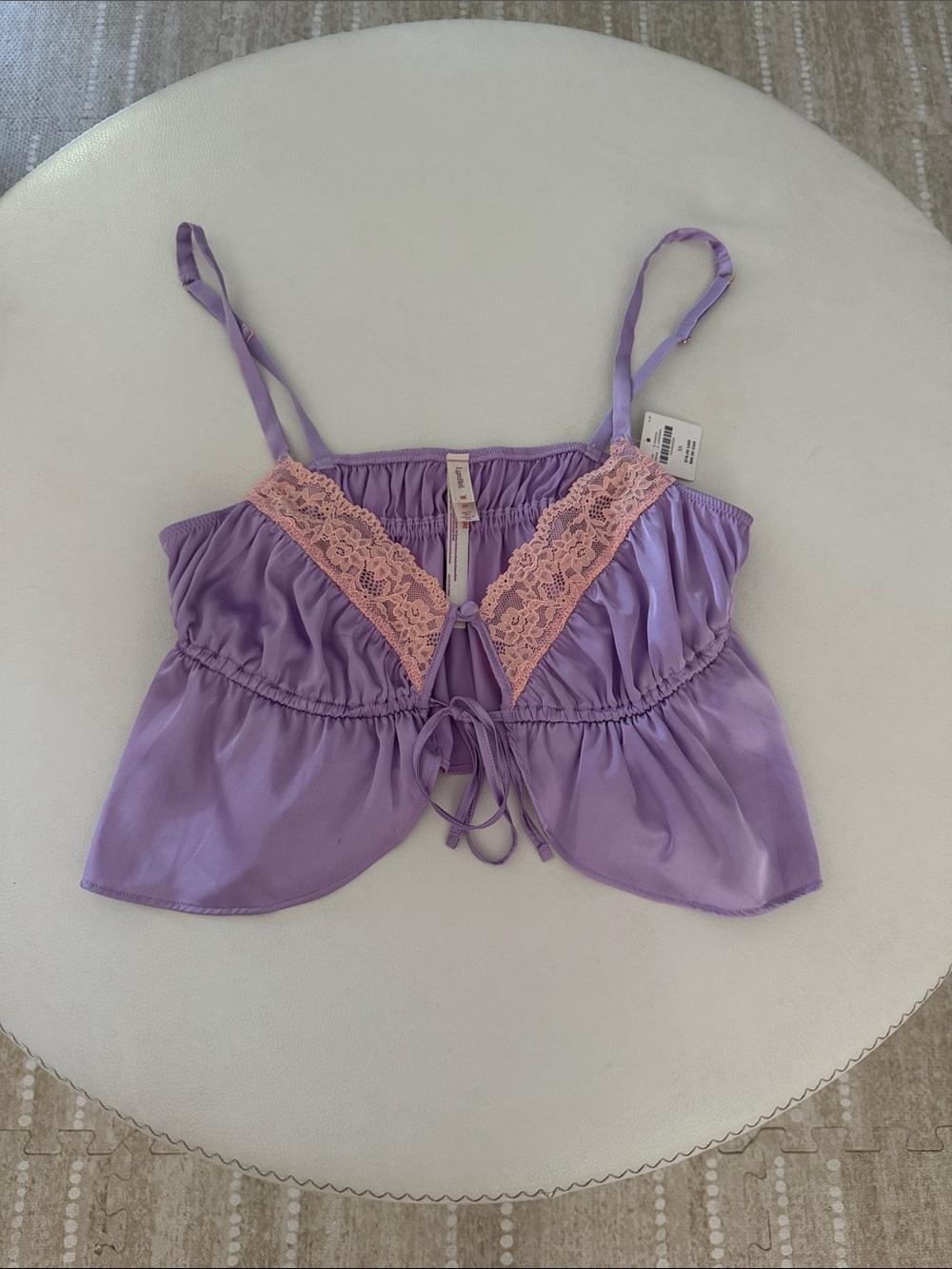 Anthropologie Lavender Lace-Trim Camisole Crop Top xs nwt